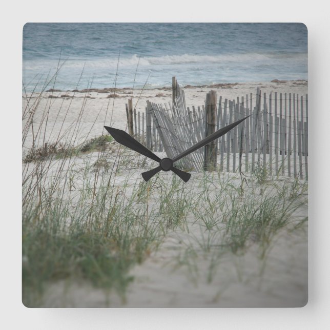 Time for the Beach Square Wall Clock Quadratische Wanduhr (Vorderseite)