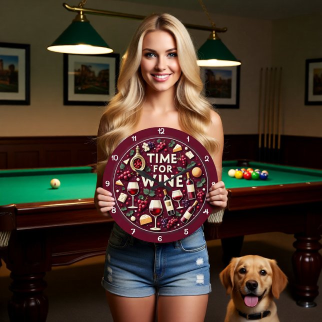 Time For Wine Fun Party Große Wanduhr (Von Creator hochgeladen)