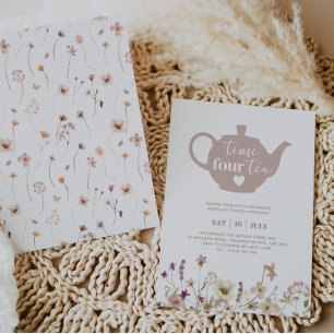Time Four Tee Floral Geburtstag Einladung