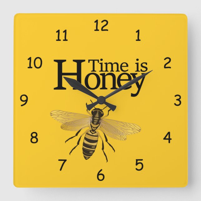Time is Honey Quadratische Wanduhr (Vorderseite)