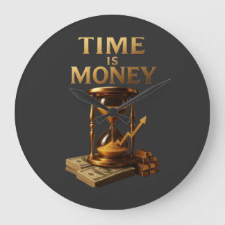 Time Is Money | Powerful Motivational Design Große Wanduhr