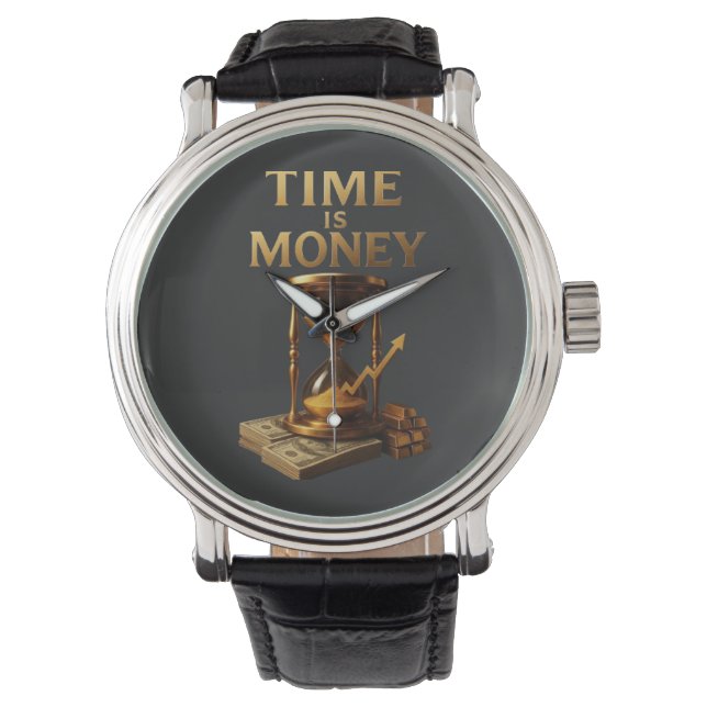 TIME IS MONEY - Vintage Motivational Entrepreneur Armbanduhr (Vorderseite)