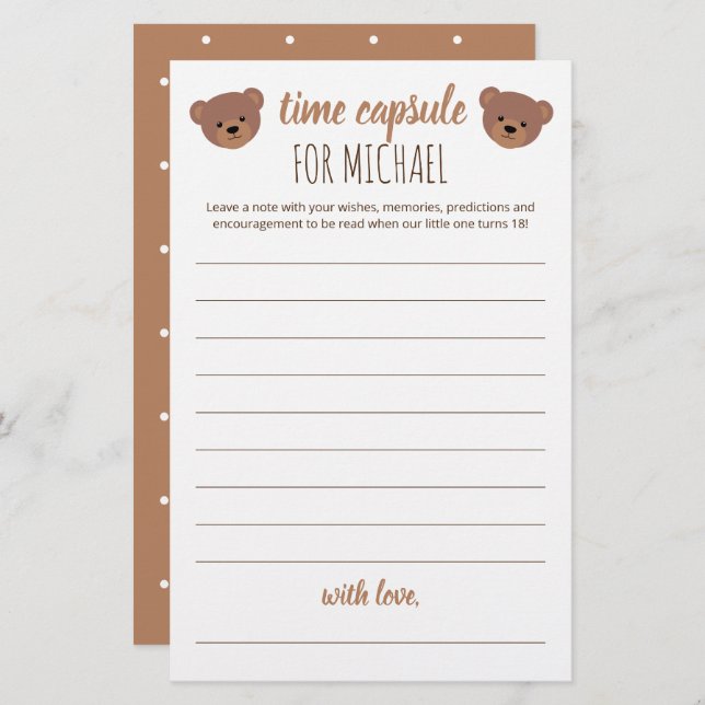 Time Kapsel für Babydusche und Geburtstag (Vorne/Hinten)