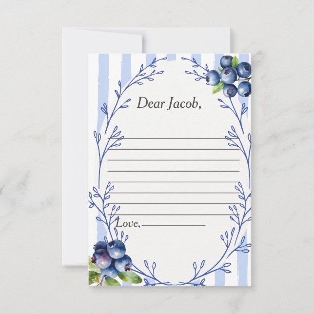 Time Kapsel Gedicht Blueberry Response-Karte Einladung (Vorderseite)