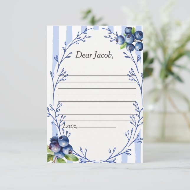 Time Kapsel Gedicht Blueberry Response-Karte Einladung (Stehend Vorderseite)