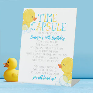 Time Kapsel Gummi Ente 1. Geburtstag Party Sockelschild