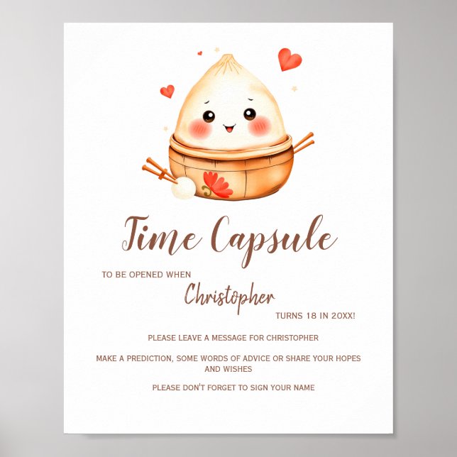 Time Kapsel Niedlich Kleine Dumpling Babydusche Poster (Vorne)