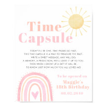 Time Kapsel Pastel Rainbow Sun Girl 1. Geburtstag