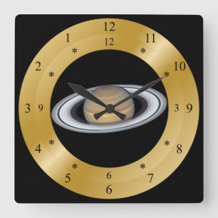 Time Machine Clock ~ Beautiful Saturn ~ Quadratische Wanduhr