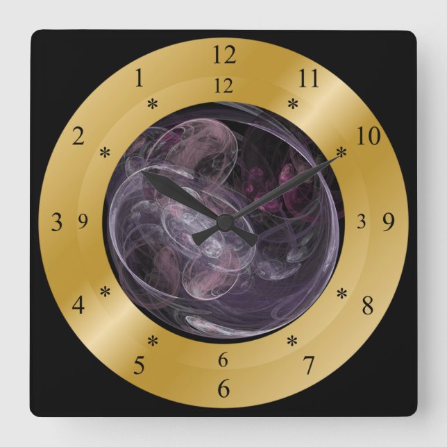 Time Machine Clock - Chaos Galaxy 02 - Time Warp Quadratische Wanduhr (Vorderseite)