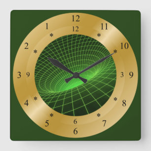 Time Machine Clock ~ Space/Time Continual ~ Quadratische Wanduhr