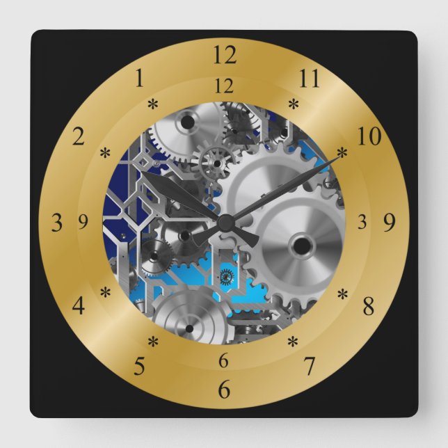 Time Machine Clock ~Space/Time Continual ~ Quadratische Wanduhr (Vorderseite)