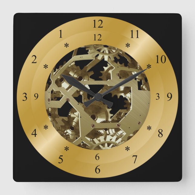 Time Machine Clock ~ Space/Time Continual ~ Quadratische Wanduhr (Vorderseite)