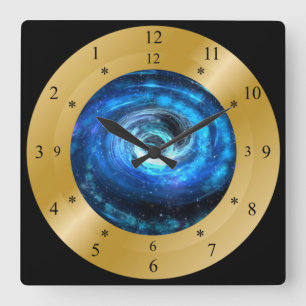 Time Machine Clock ~ Space-Time Continuum ~ Quadratische Wanduhr