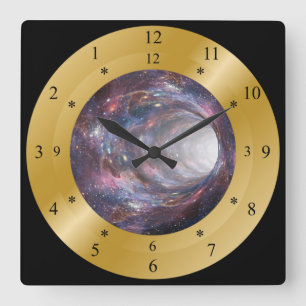 Time Machine Clock ~ Space Wormhole ~ Time Warp ~ Quadratische Wanduhr
