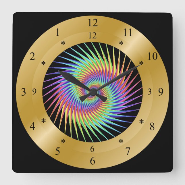 Time Machine Clock ~ Spiral Vortex ~ Time Warp ~ Quadratische Wanduhr (Vorderseite)