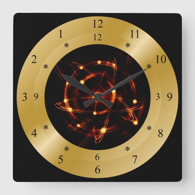 Time Machine Clock ~ Time Warp Light Halo ~ * ~ Quadratische Wanduhr (Vorderseite)