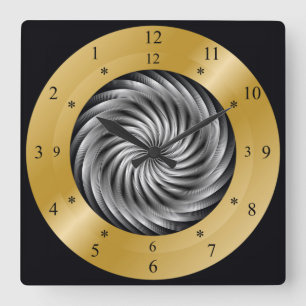 Time Machine Clock ~ Time Warp Whirlpool ~ Quadratische Wanduhr