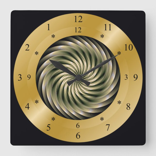 Time Machine Clock ~ Time Warp Whirlpool ~ Quadratische Wanduhr (Vorderseite)