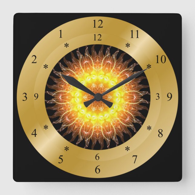 Time Machine Clock Toasted Sun Quadratische Wanduhr (Vorderseite)