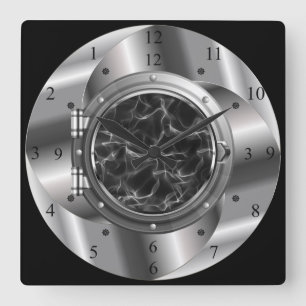 Time Machine Portal ~XZZ 01~Time/Space/Continuum ~ Quadratische Wanduhr