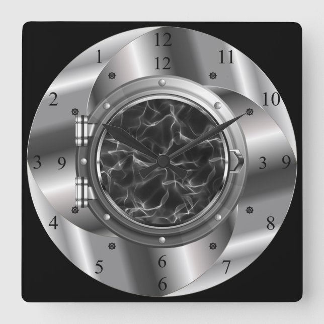 Time Machine Portal ~XZZ 01~Time/Space/Continuum ~ Quadratische Wanduhr (Vorderseite)