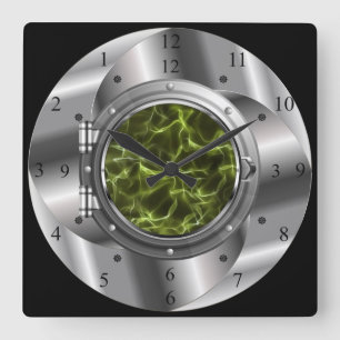 Time Machine Portal ~XZZ 02~Time/Space/Continuum ~ Quadratische Wanduhr