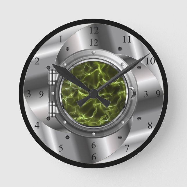 Time Machine Portal ~XZZ 02~Time/Space/Continuum ~ Runde Wanduhr (Vorderseite)