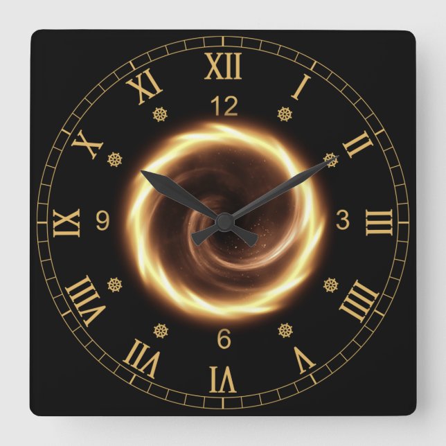 Time Machine ~ Spiralfeuer Vortex ~ Zeitportal ~  Quadratische Wanduhr (Vorderseite)