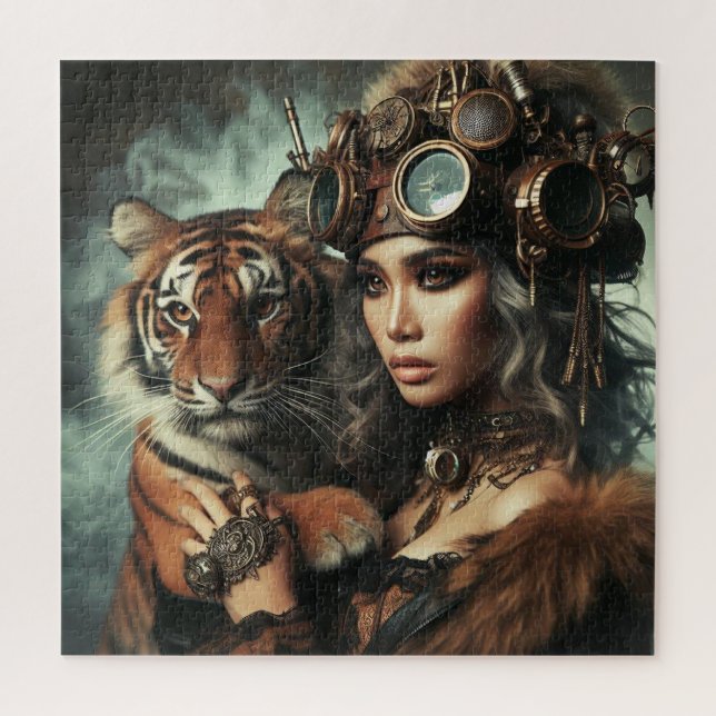 Time Machine Young Girl and Tiger 80-1 Puzzle (Vertikal)