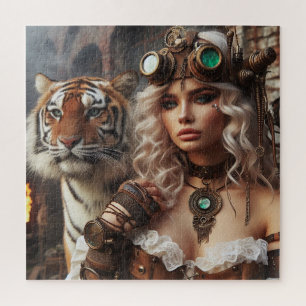 Time Machine Young Girl and Tiger 80-2 Poster Puzzle