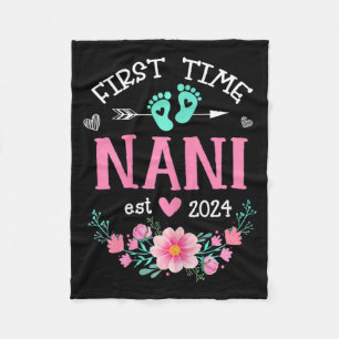 Time Nani Est 2024 Floral Schwangerschaft Ankündig Fleecedecke