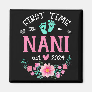 Time Nani Est 2024 Floral Schwangerschaft Ankündig Magnet
