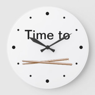 Time to Drum Black and White Drummers Wall Clock Große Wanduhr