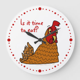 Time to Eat Funny Chicken Lovers Hen Wall Clock Große Wanduhr