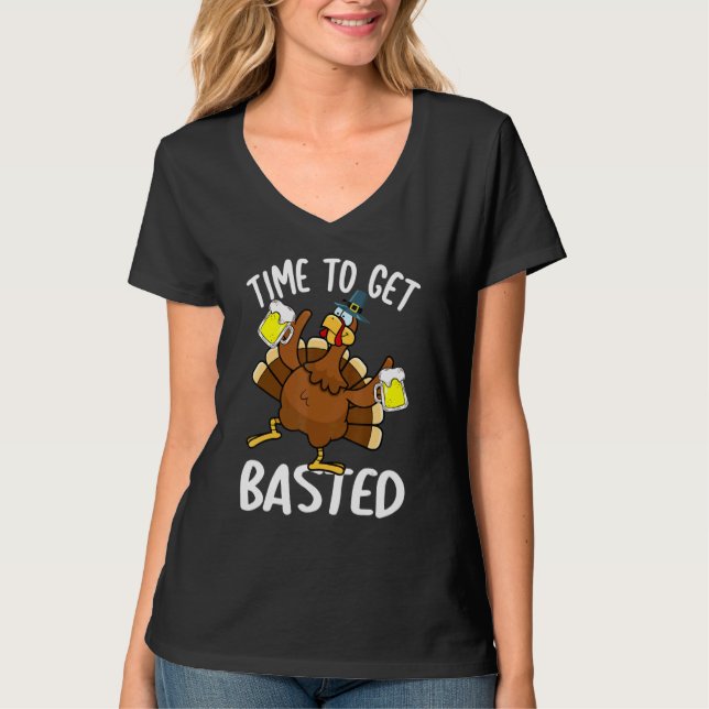 Time To Get Basted  Beer Thanksgiving Turkey  Men T-Shirt (Vorderseite)