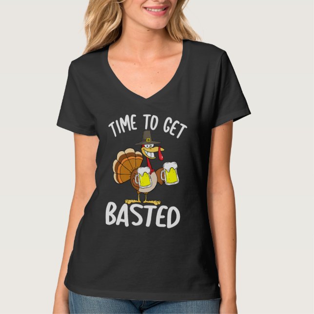 Time To Get Basted  Beer Thanksgiving Turkey  Men  T-Shirt (Vorderseite)