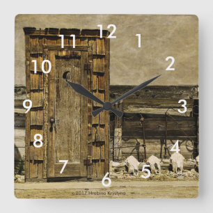 TIME TO GO! OUTHOUSE WALL CLOCK QUADRATISCHE WANDUHR