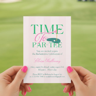 Time to Party Fun Golf Themed Bachelorette Einladung
