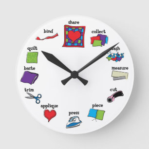 Time to Quilt Clock - Geschenk für ein Quilterstud Runde Wanduhr