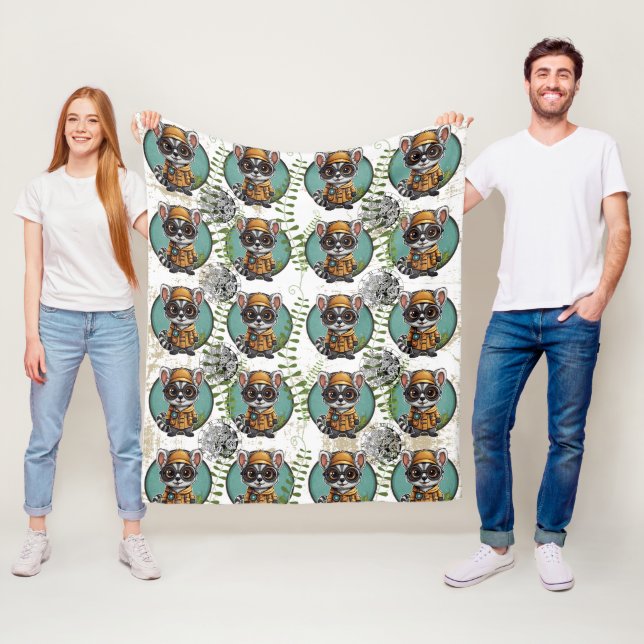 Time Traveller Lemur Muster Fleecedecke (Beispiel)