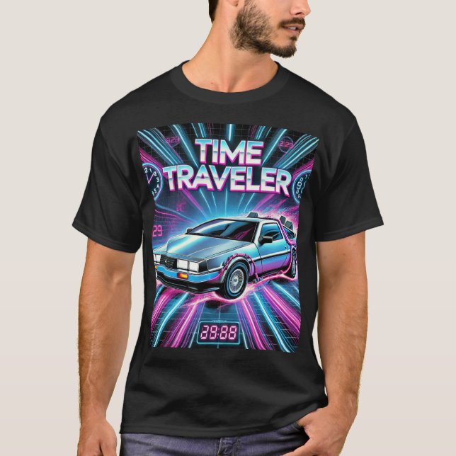 Time Traveller Retro 80er T - Shirt - Futurist Car (Vorderseite)