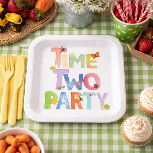 Time Two Party Paper Plates ,Bug Themed 2nd Birthd Pappteller (Von Creator hochgeladen)