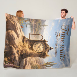 Time waits for desert clock fleece blanket de