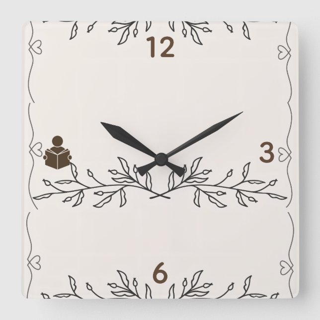 Time Well Read – Personalized Acrylic Wall Clock Quadratische Wanduhr (Vorderseite)