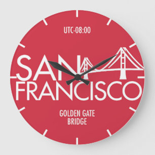 Time Zone Typografy Wall Clock San Francisco Große Wanduhr