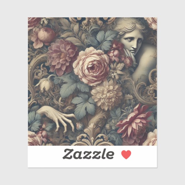 Timelapse - Gothic Floral Pillow Aufkleber (Blatt)