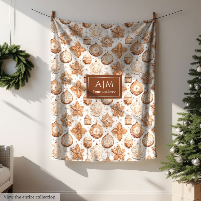 Timeless beige watercolor festive custom blanket  fleecedecke (Earthy ivory watercolor custom name holiday throw)