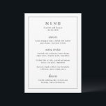Timeless Black and White Elegant Wedding Menükarte<br><div class="desc">Elegant wedding menu featuring a simple design with serif and script fonts inside of a border.</div>