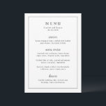 Timeless Black and White Elegant Wedding Menükarte<br><div class="desc">Elegant wedding menu featuring a simple design with serif and script fonts inside of a border.</div>